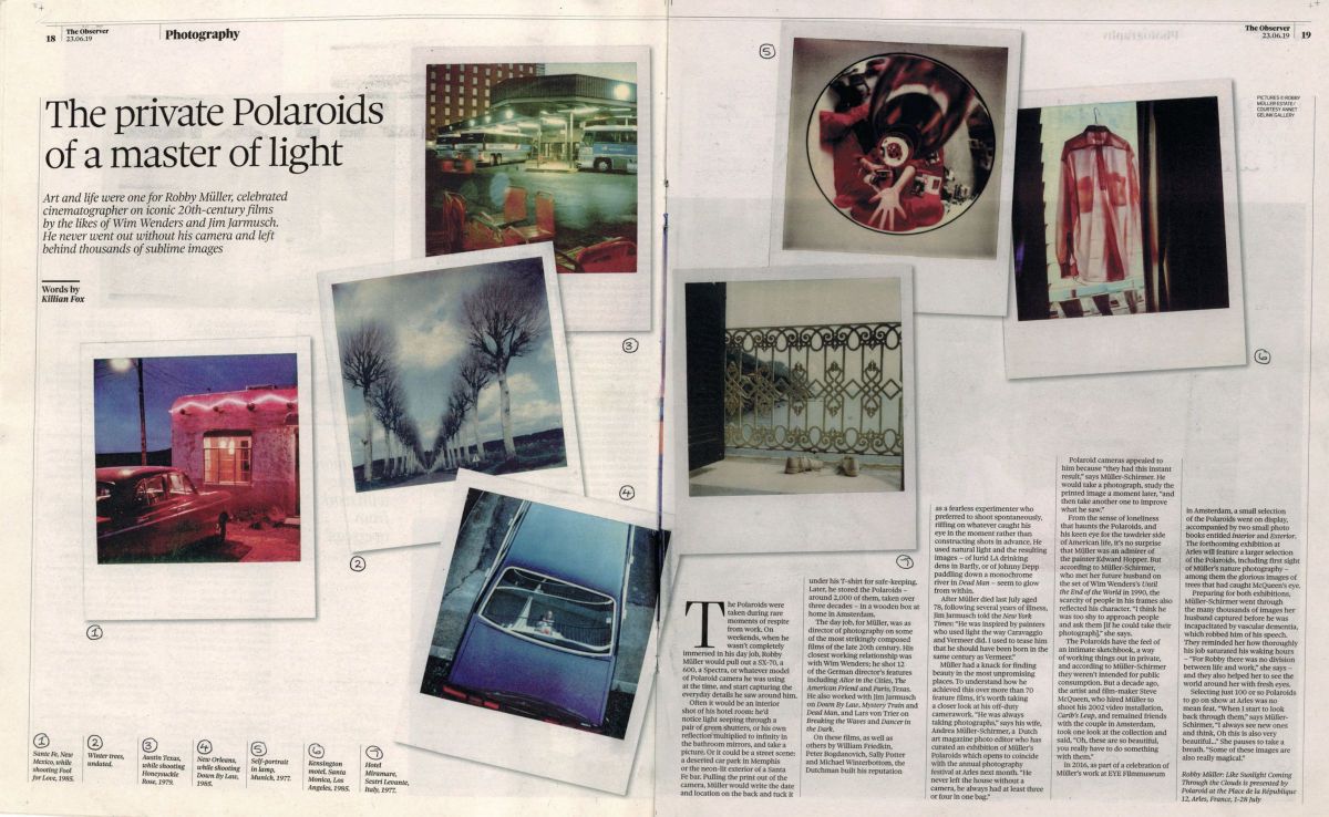 Read article here: ↗ (link: https://www.theguardian.com/artanddesign/2019/jun/22/private-polaroids-robby-muller-cinematographer-arles-like-sunlight-coming-through-clouds text: The private Polaroids of a celebrated cinematographer target: _blank) The Guardian, June 2019